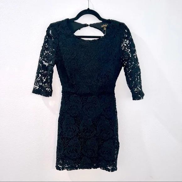 black lace dress full sleeve Black Silk and Lace Bias Long Sleeve Dress – Rodarte main image 1
